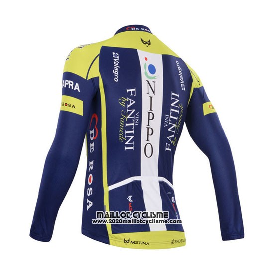 2014 Maillot Ciclismo Vini Fantini Vert et Bleu Manches Longues et Cuissard